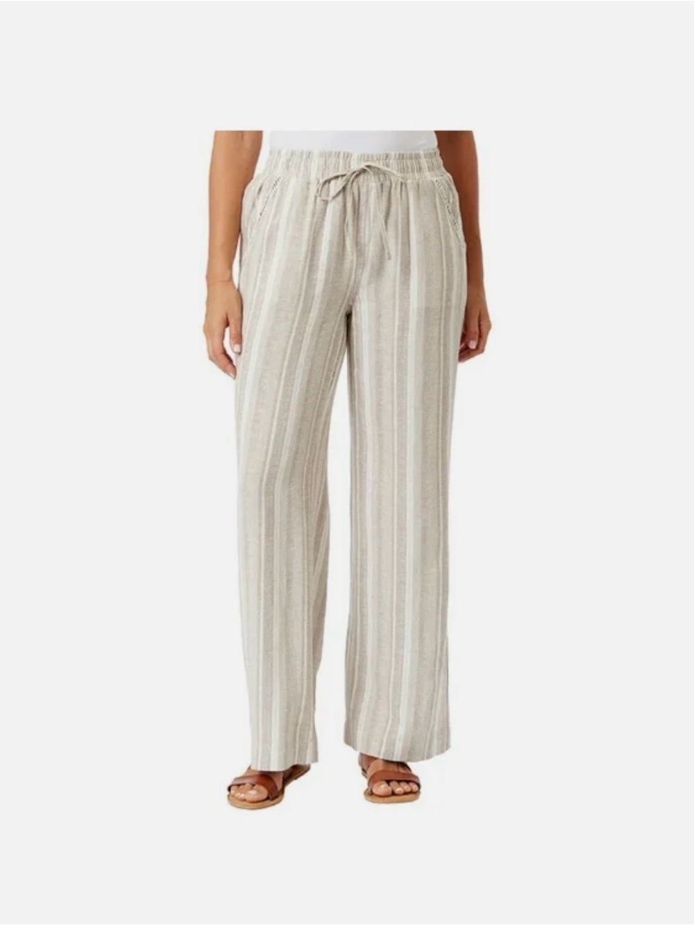 Briggs Women's Linen Blend Striped Pants